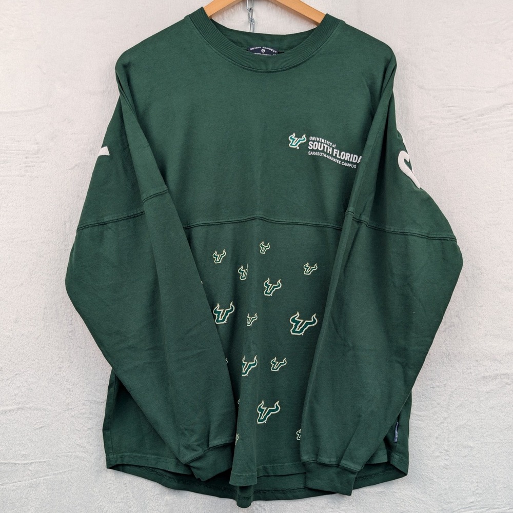 NWT University South Florida Sarasota Spirit Jersey Shirt Men's M Green LS USF
